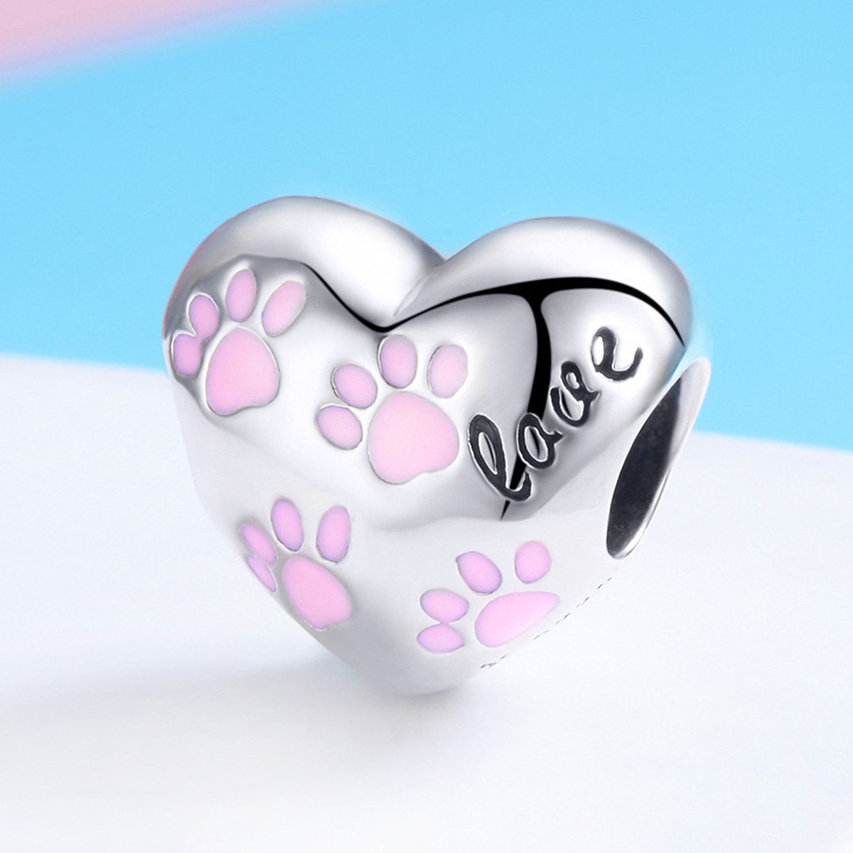 Sterling 925 silver charm the paw love pendant fits Pandora charm and European charm bracelet Xaxe.com