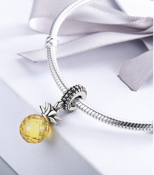 Sterling 925 silver charm the pineapple bead pendant fits Pandora charm and European charm bracelet Xaxe.com
