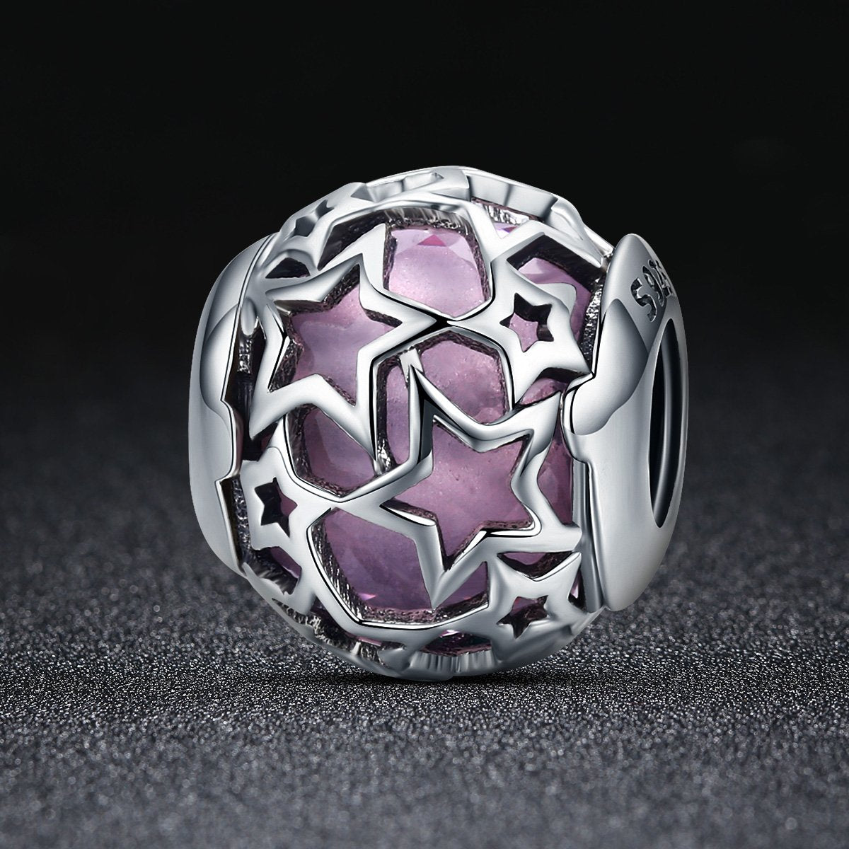 Sterling 925 silver charm the pink stars bead pendant fits Pandora charm and European charm bracelet Xaxe.com