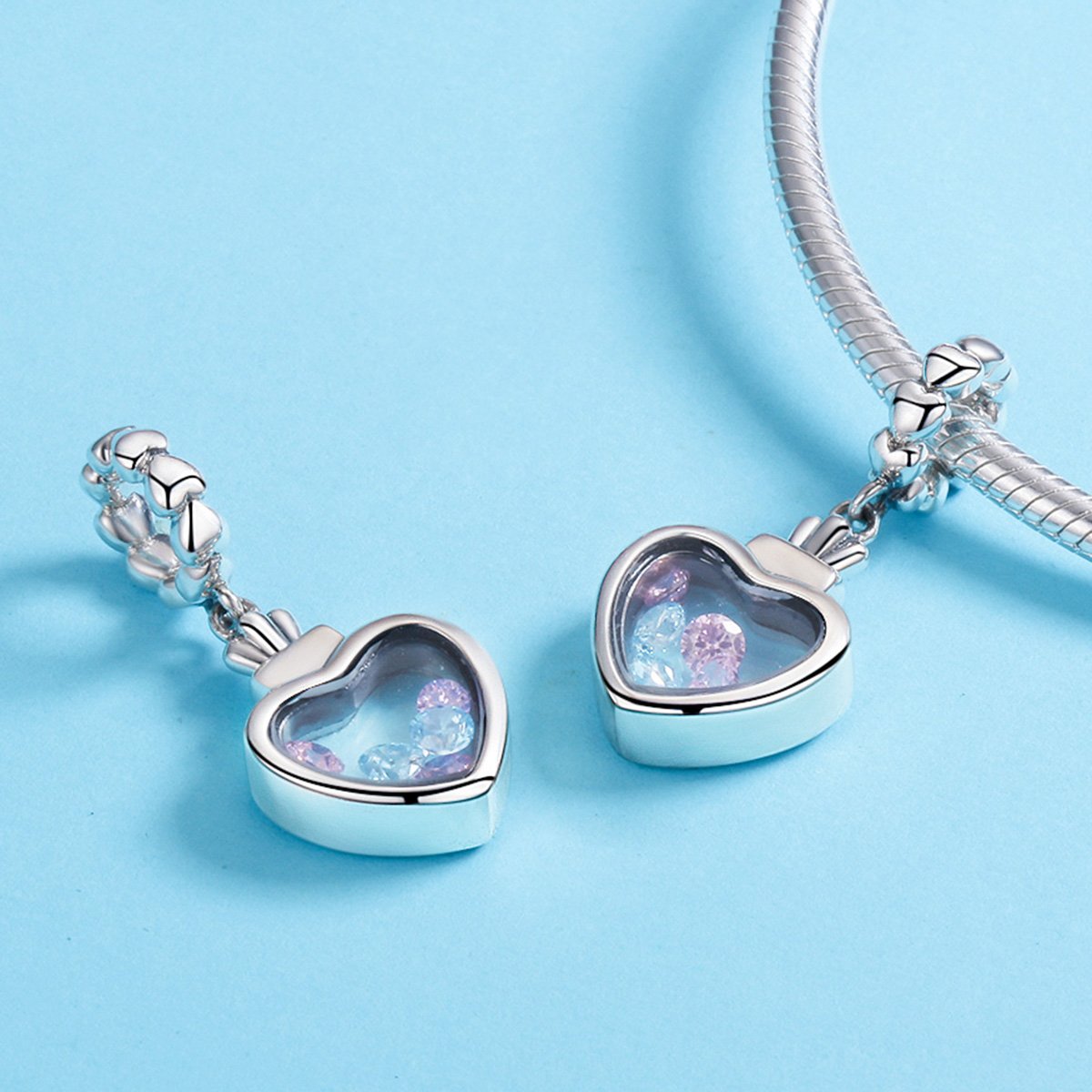 Sterling 925 silver charm the pretty heart bead pendant fits Pandora charm and European charm bracelet Xaxe.com