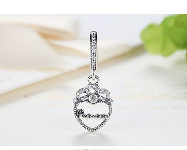 Sterling 925 silver charm the princess bead pendant fits European bracelet Xaxe.com