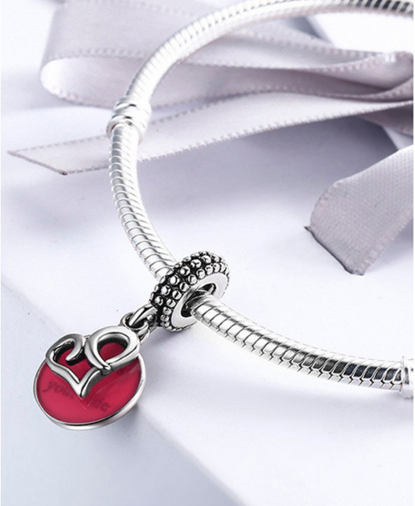 Sterling 925 silver charm the red love bead pendant fits Pandora charm and European charm bracelet Xaxe.com