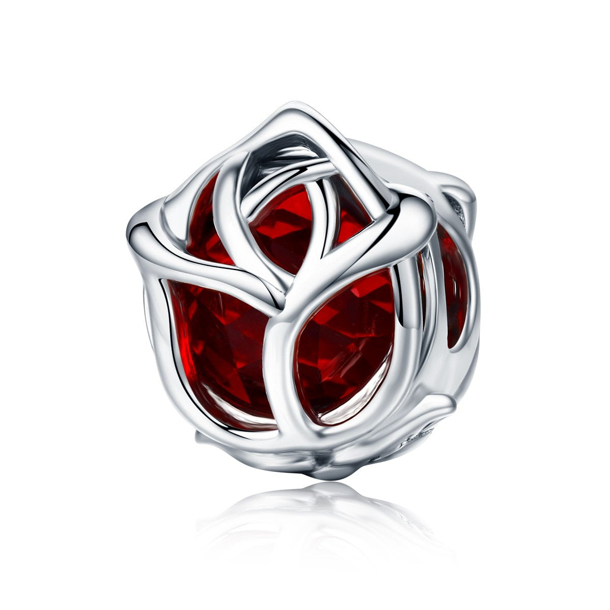 Sterling 925 silver charm the red rose bead pendant fits Pandora charm and European charm bracelet Xaxe.com