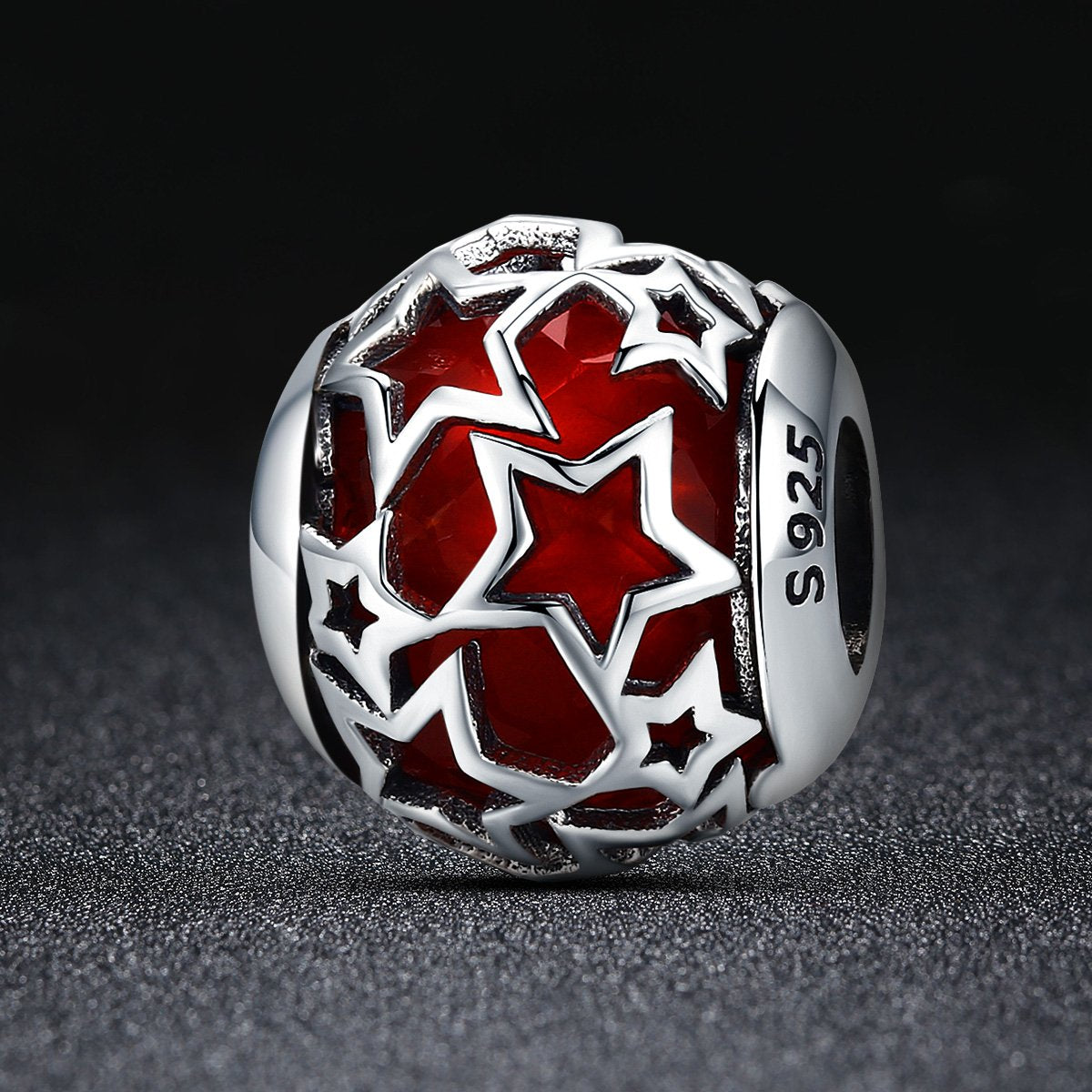 Sterling 925 silver charm the red stars bead pendant fits Pandora charm and European charm bracelet Xaxe.com