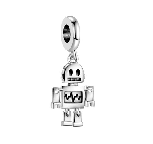 Sterling 925 silver charm the robot bead pendant fits Pandora charm and European charm bracelet Xaxe.com