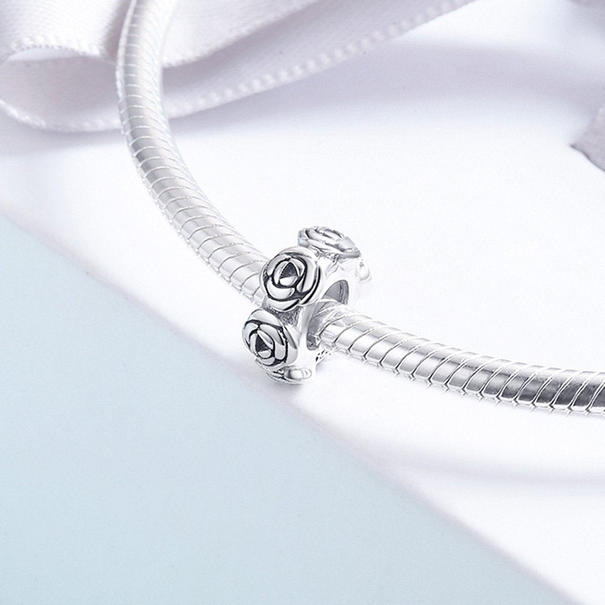 Sterling 925 silver charm the rose circle bead pendant fits Pandora charm and European charm bracelet Xaxe.com