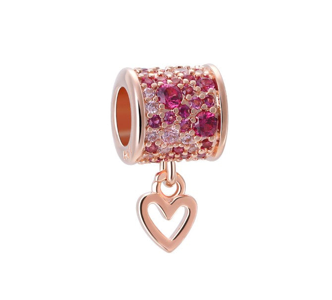 Sterling 925 silver charm the rose gold heart bead pendant fits Pandora charm and European charm bracelet Xaxe.com