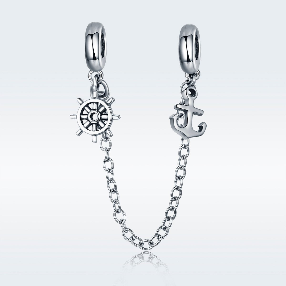 Sterling 925 silver charm the rudder n anchor secure chain bead pendant fits Pandora charm and European charm bracelet Xaxe.com