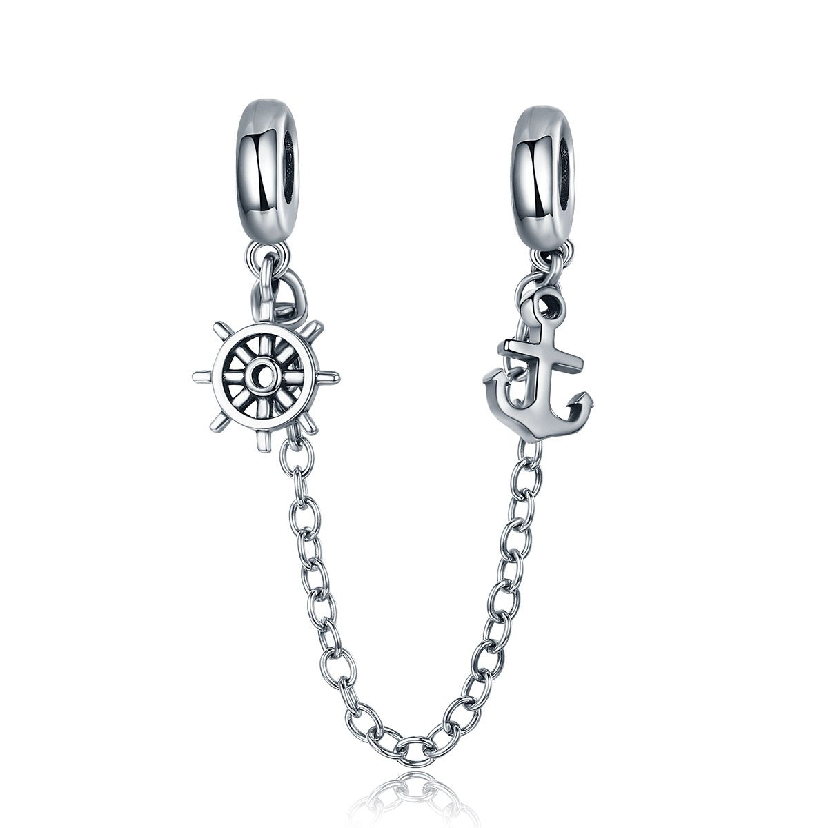 Sterling 925 silver charm the rudder n anchor secure chain bead pendant fits Pandora charm and European charm bracelet Xaxe.com
