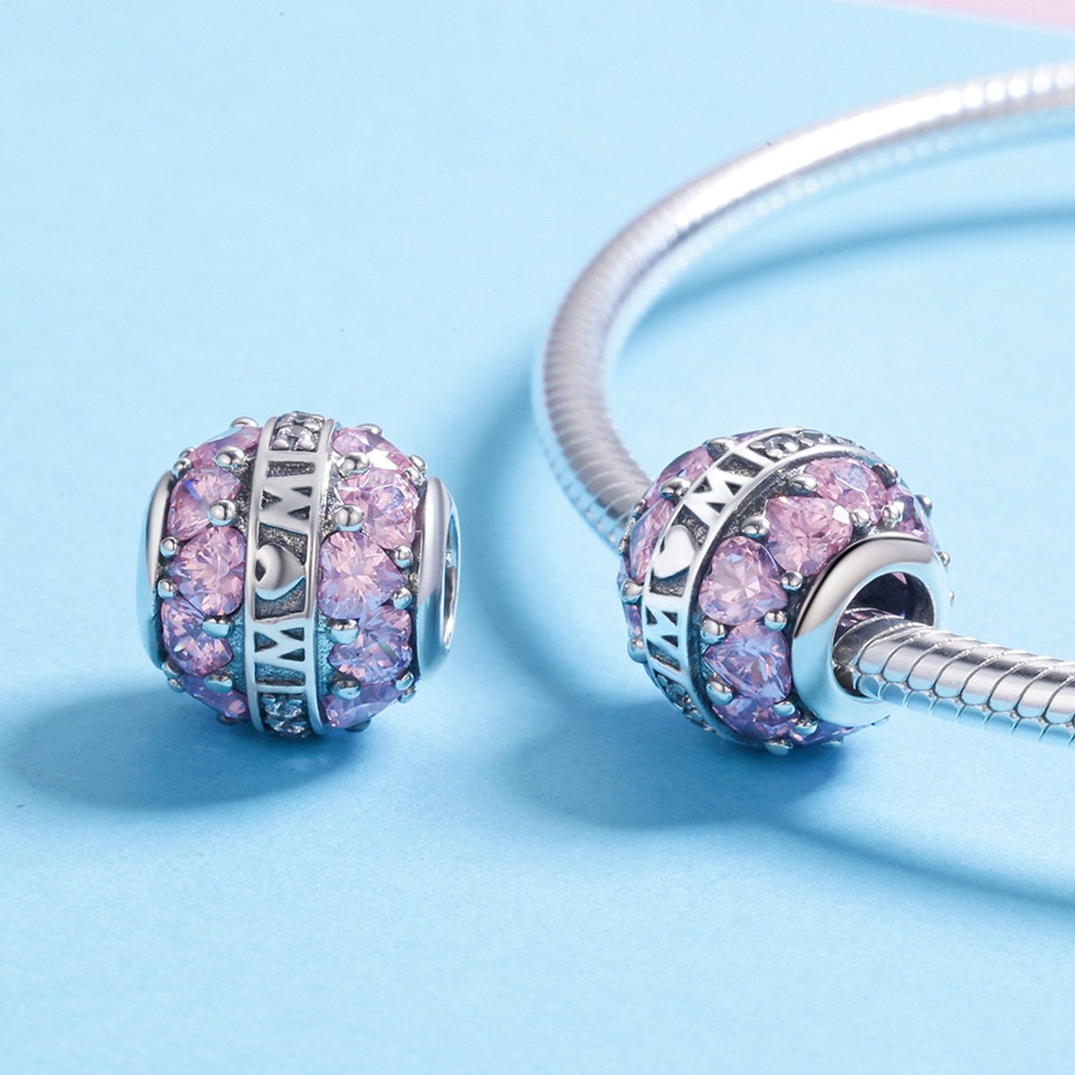 Sterling 925 silver charm the sakura mom bead pendant fits Pandora charm and European charm bracelet Xaxe.com