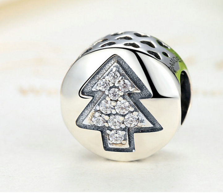 Sterling 925 silver charm the silver Christmas tree bead pendant fits Pandora charm and European charm bracelet Xaxe.com