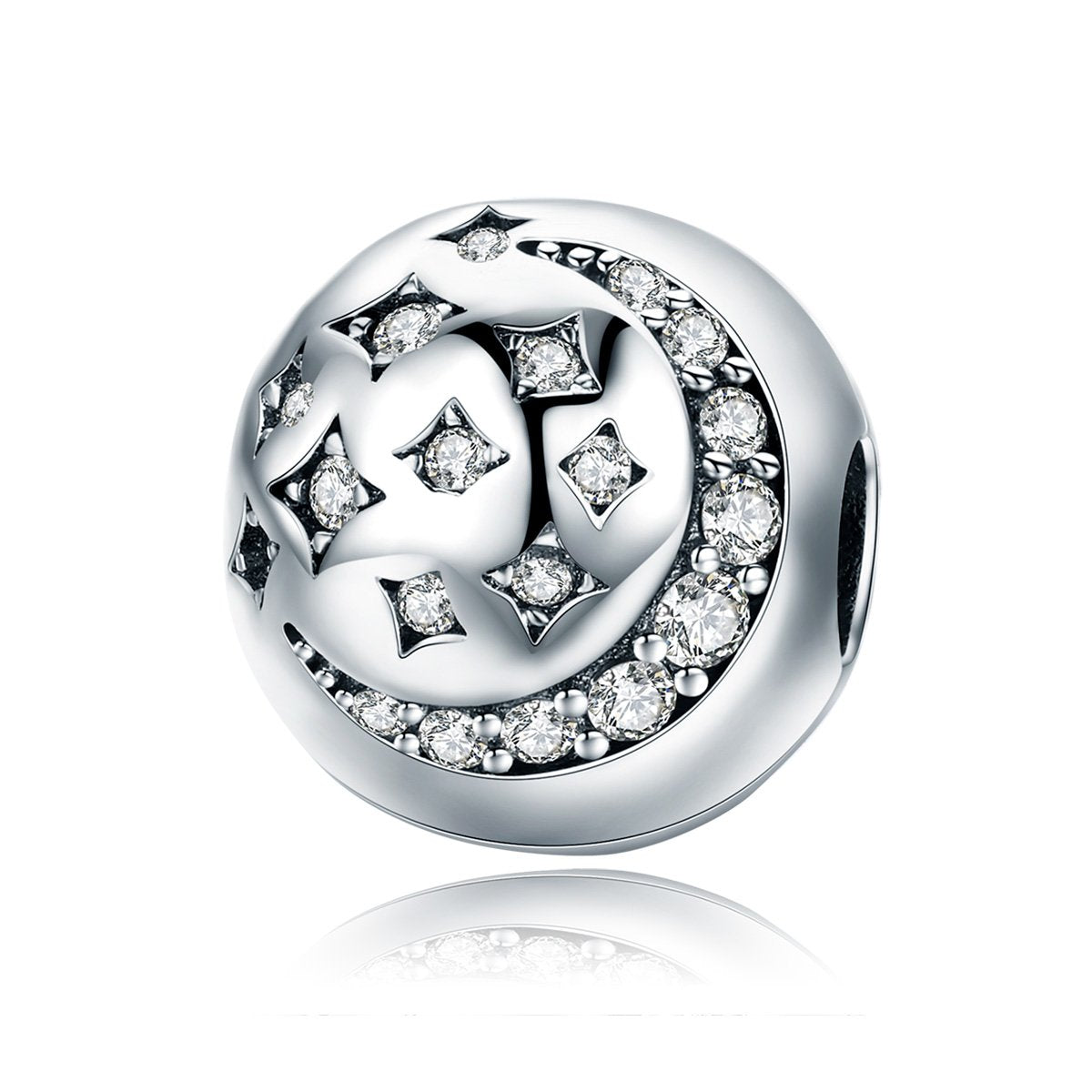 Sterling 925 silver charm the silver moon n stars pendant fits Pandora charm and European charm bracelet Xaxe.com