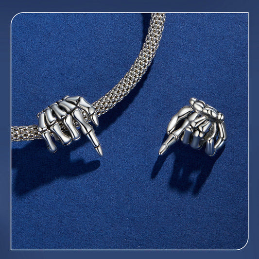 Sterling 925 silver charm the skeleton hand pendant fits Pandora charm and European charm bracelet Xaxe.com