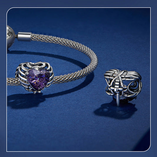 Sterling 925 silver charm the skeleton heart pendant fits Pandora charm and European charm bracelet Xaxe.com