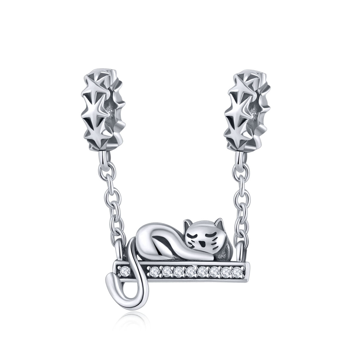 Sterling 925 silver charm the sleeping cat pendant fits Pandora charm and European charm bracelet Xaxe.com