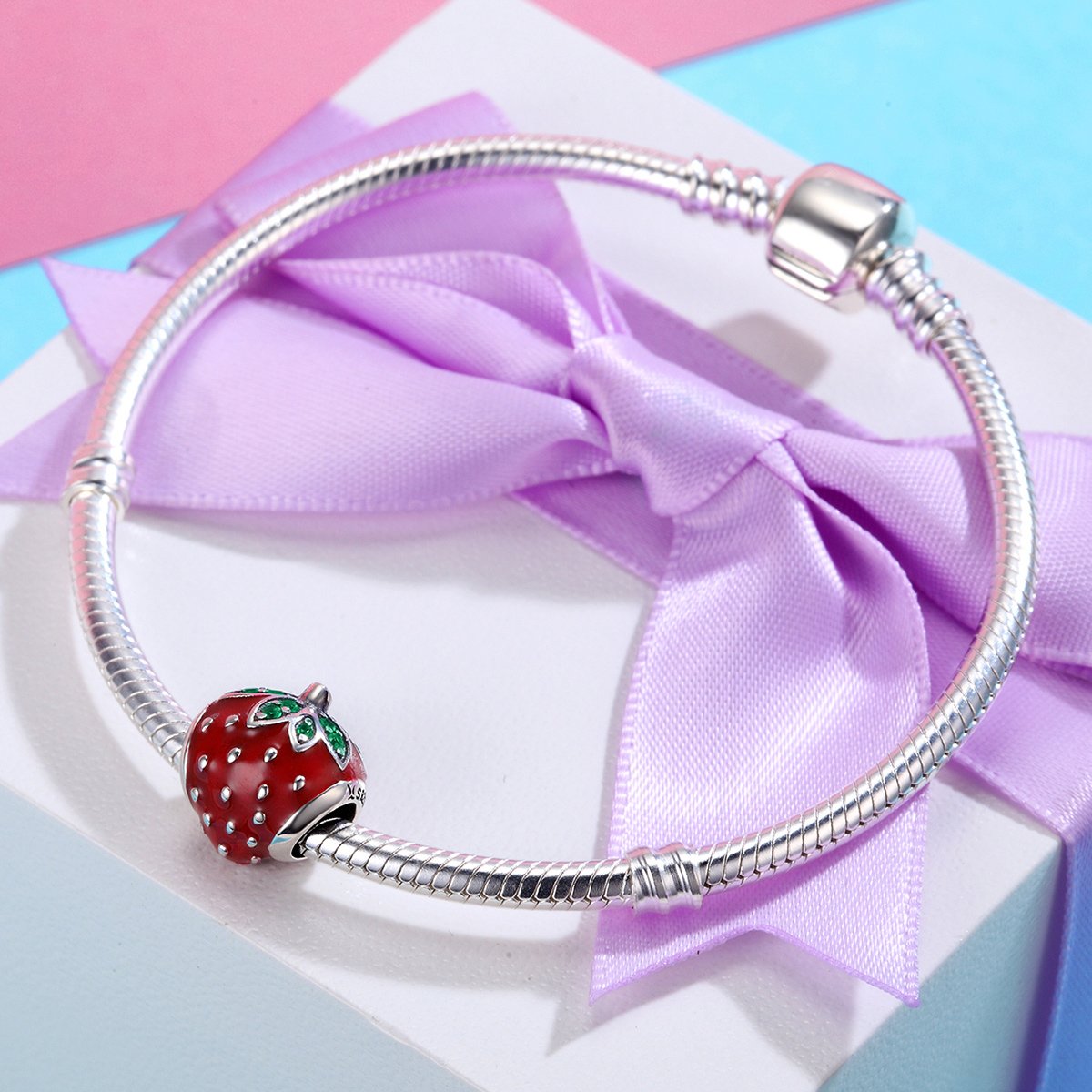 Sterling 925 silver charm the strawberry bead pendant fits Pandora charm and European charm bracelet Xaxe.com