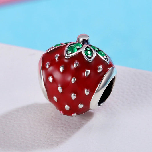 Sterling 925 silver charm the strawberry bead pendant fits Pandora charm and European charm bracelet Xaxe.com