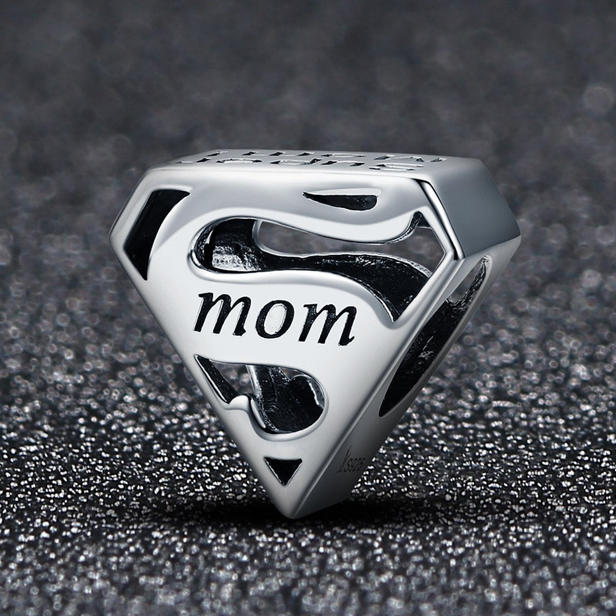 Sterling 925 silver charm the super mom bead pendant fits Pandora charm and European charm bracelet Xaxe.com