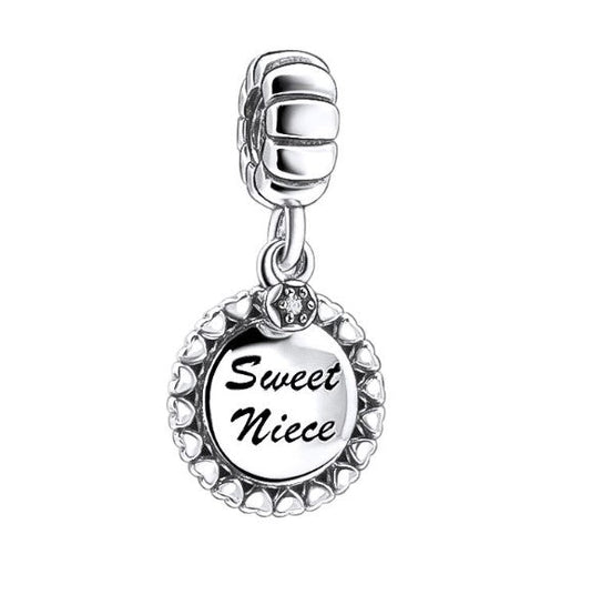 Sterling 925 silver charm the sweet niece bead pendant fits Pandora charm and European charm bracelet Xaxe.com