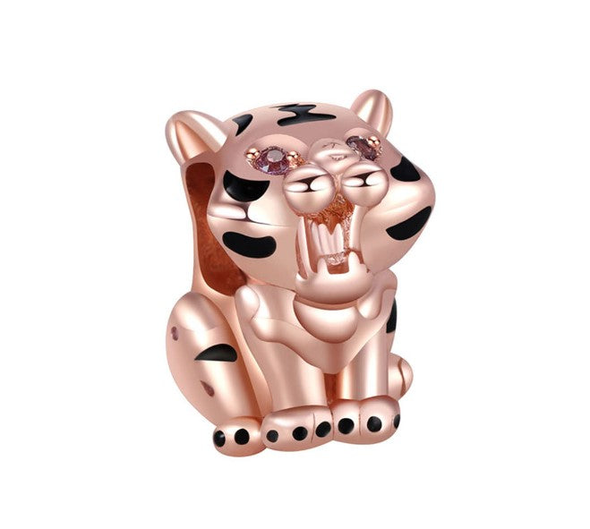 Sterling 925 silver charm the tiger bead pendant fits European charm bracelet Xaxe.com