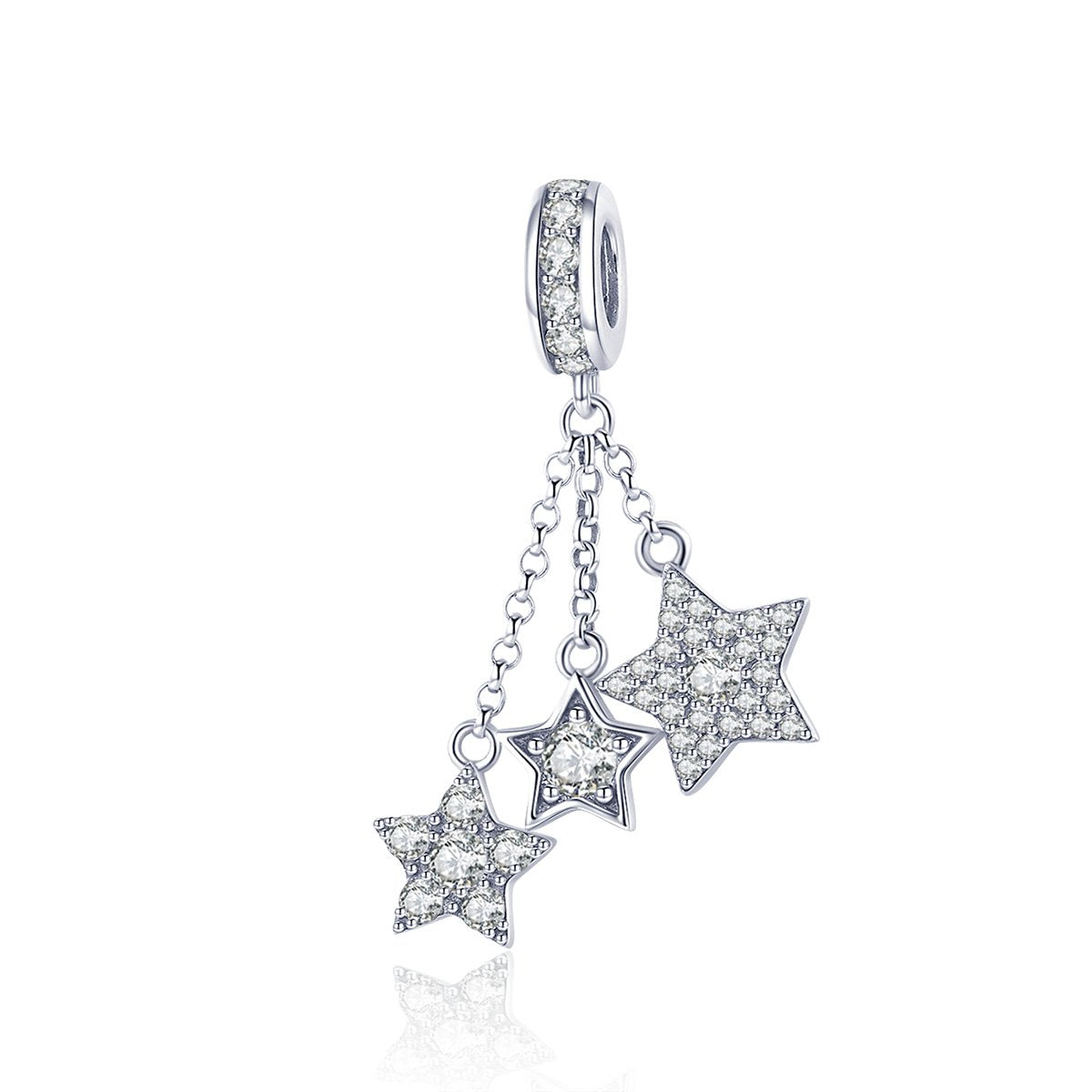 Sterling 925 silver charm the tri-stars pendant fits Pandora charm and European charm bracelet Xaxe.com