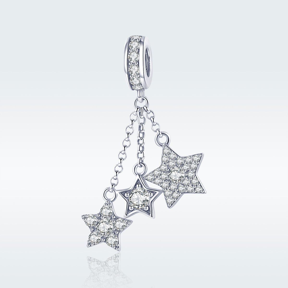 Sterling 925 silver charm the tri-stars pendant fits Pandora charm and European charm bracelet Xaxe.com