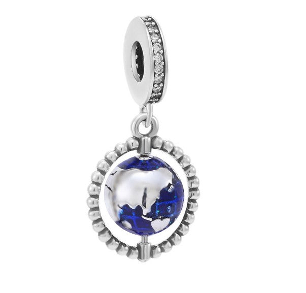 Sterling 925 silver charm the world bead pendant fits Pandora charm and European charm bracelet Xaxe.com