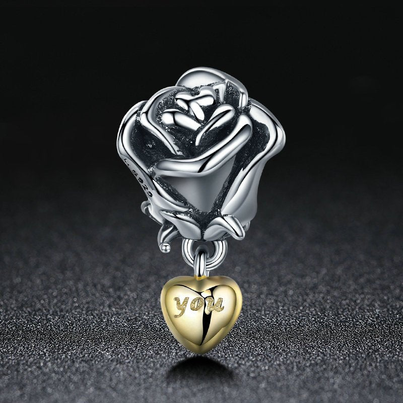 Sterling 925 silver charm the yours rose bead pendant fits Pandora charm and European charm bracelet Xaxe.com