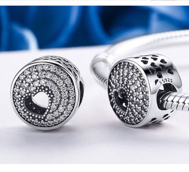 Sterling 925 silver charm the zircon love pendant fits Pandora charm and European charm bracelet Xaxe.com
