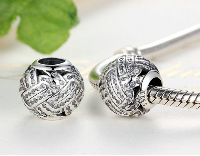 Sterling 925 silver charm twist bead pendant fits Pandora charm and European charm bracelet Xaxe.com