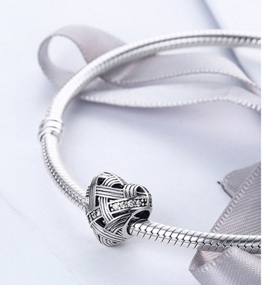 Sterling 925 silver charm twist love pendant fits Pandora charm and European charm bracelet Xaxe.com