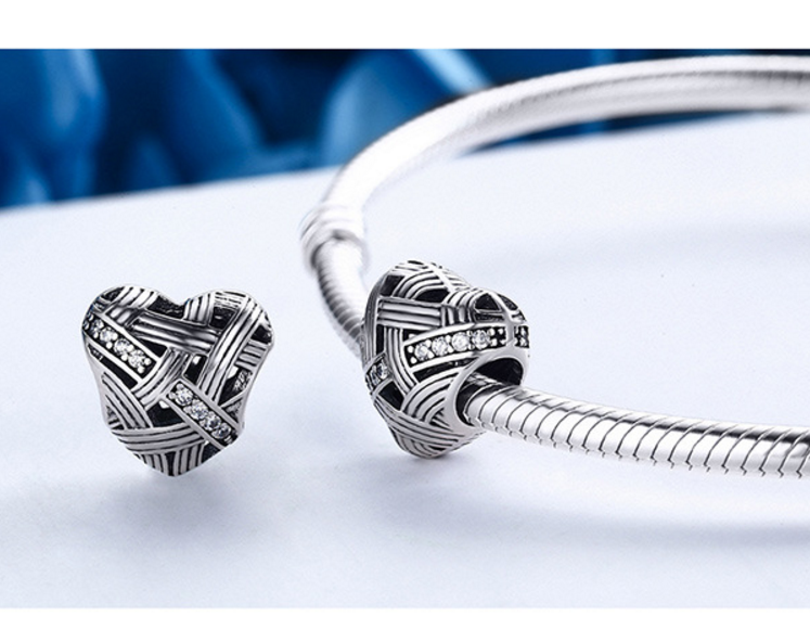 Sterling 925 silver charm twist love pendant fits Pandora charm and European charm bracelet Xaxe.com