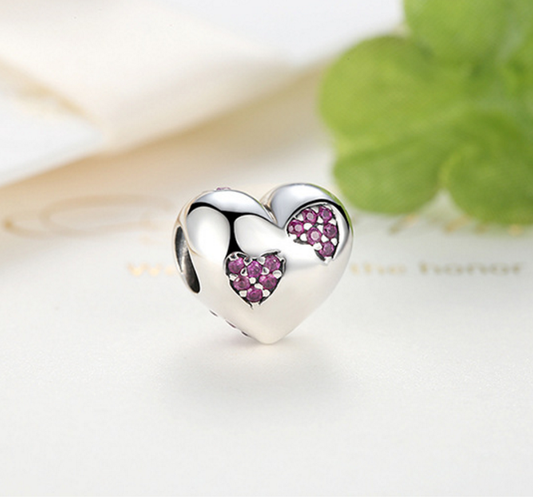 Sterling 925 silver charm violet love bead pendant fits Pandora charm and European charm bracelet Xaxe.com