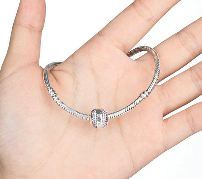 Sterling 925 silver charm violet zircon bead pendant fits Pandora charm and European charm bracelet Xaxe.com