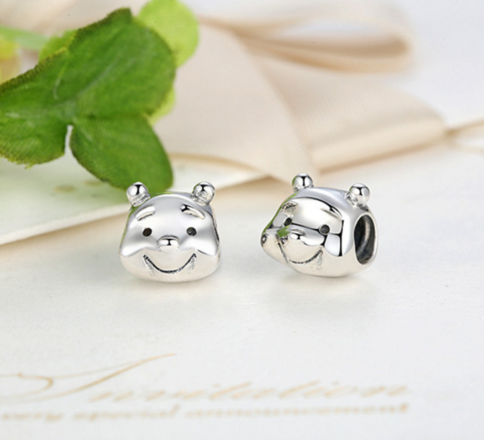 Sterling 925 silver charm winnie pooh bear bead pendant fits Pandora charm and European charm bracelet Xaxe.com