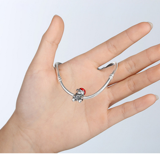 Sterling 925 silver charm winter bear bead pendant fits Pandora charm and European charm bracelet Xaxe.com