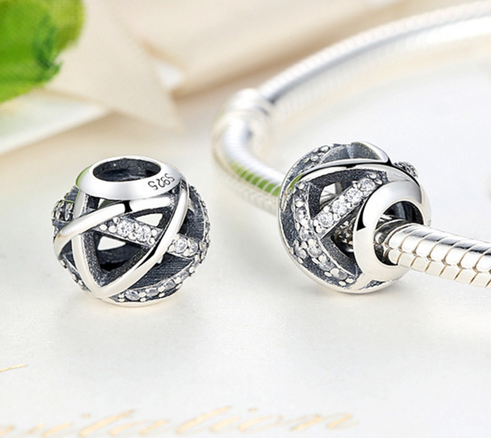 Sterling 925 silver hollow bead fits Pandora Charm and European bracelet Xaxe.com