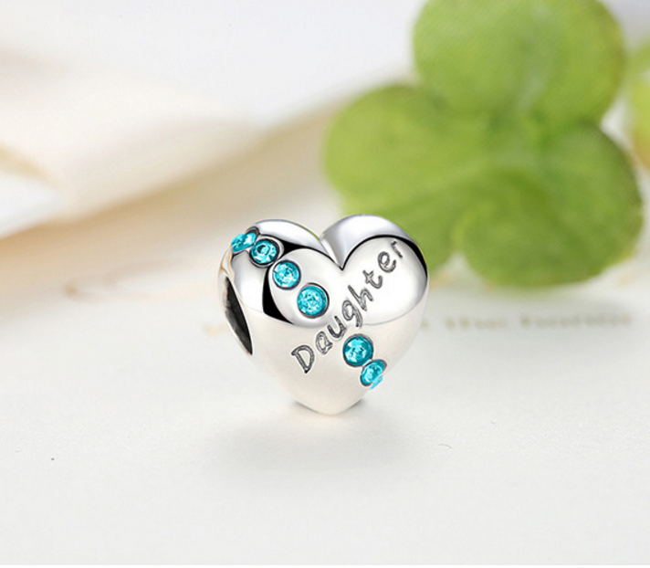 Sterling 925 silver love daughter bead pendant fits Pandora charm and European bracelet Xaxe.com