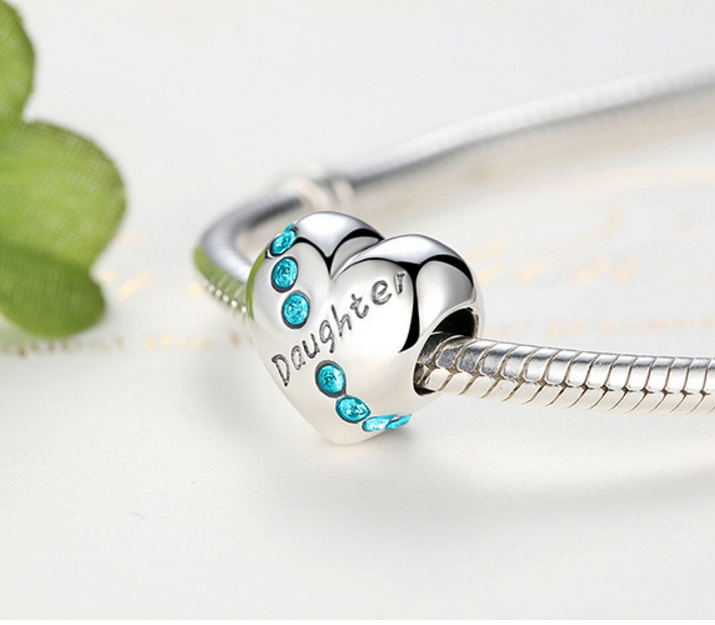 Sterling 925 silver love daughter bead pendant fits Pandora charm and European bracelet Xaxe.com