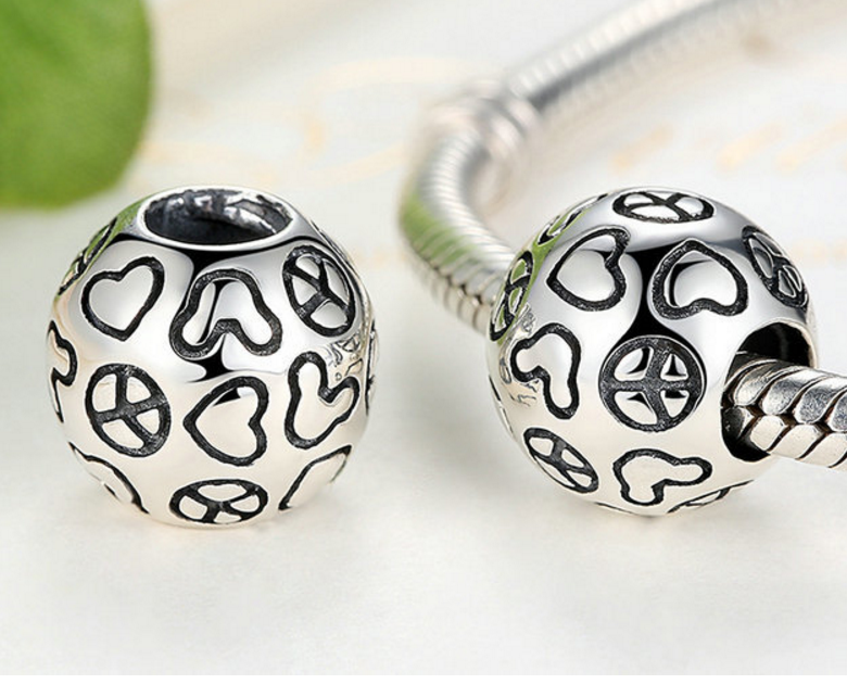 Sterling 925 silver peace ball charm silver bead fits Pandora charm and European bracelet Xaxe.com