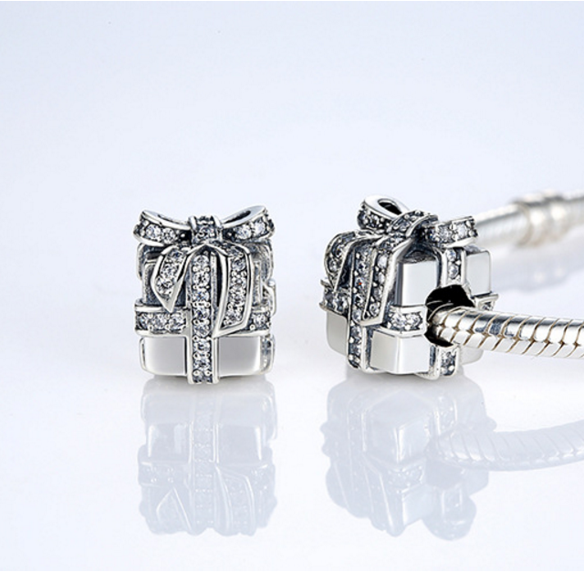 Sterling 925 silver supries box zirconia bead fits Pandora Chram and European bracelet Xaxe.com