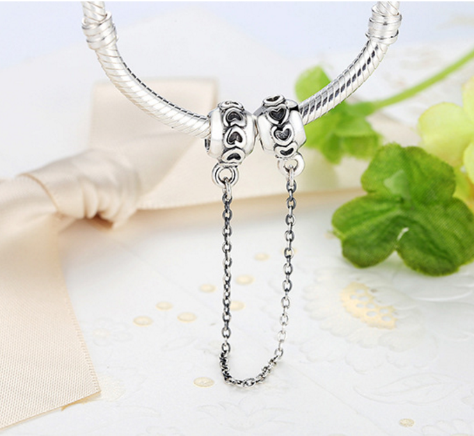 Sterling 925 silver zirconia bead fits Pandora Chram and Eurpean bracelet with short safe chain Xaxe.com