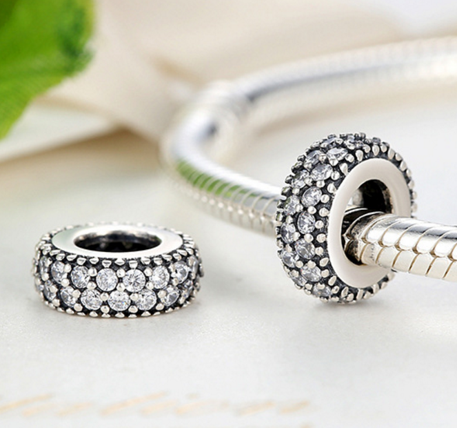 Sterling 925 silver zirconia bead spacer fits Pandora Chram and Eurpean bracelet Xaxe.com