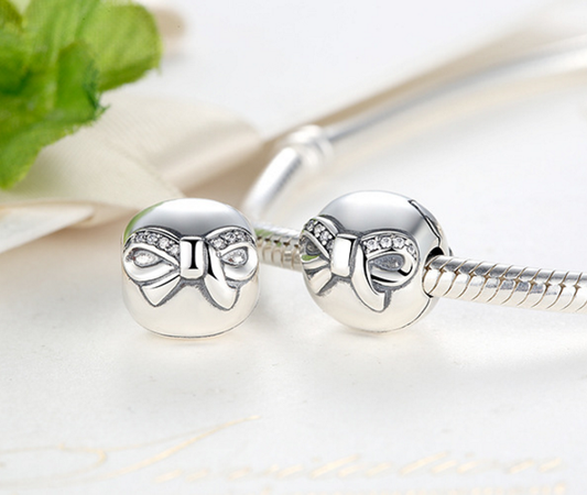 Sterling 925 silver zirconia bow tie beads fits Pandora Charm Xaxe.com