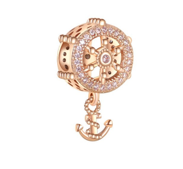 Sterling silver charm pendant bead the rose gold anchor fits pandora charms and European bracelet Xaxe.com