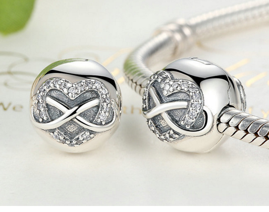 Sterling silver heart zirconia beads fits pandora charm Xaxe.com