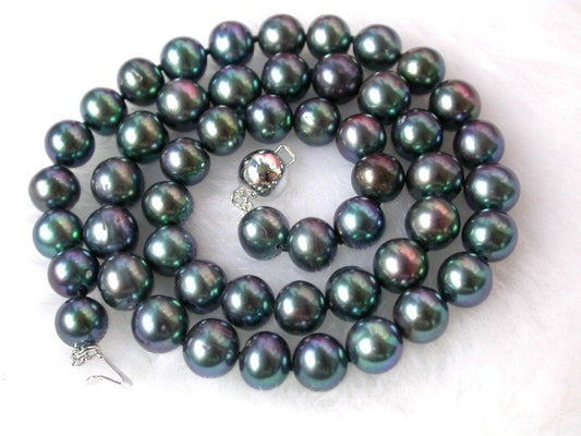 classic 9mm round black freshwater pearls Necklace Xaxe.com