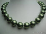 Huge 17" 16mm green seashell pearl necklace