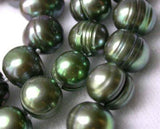 17"/7.5" 9-10mm green pearl necklace set