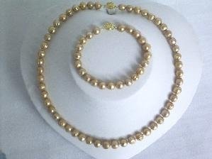 Beautiful! 17.5" 7.5-8mm champagne cultured FW pearl necklace an bracelet